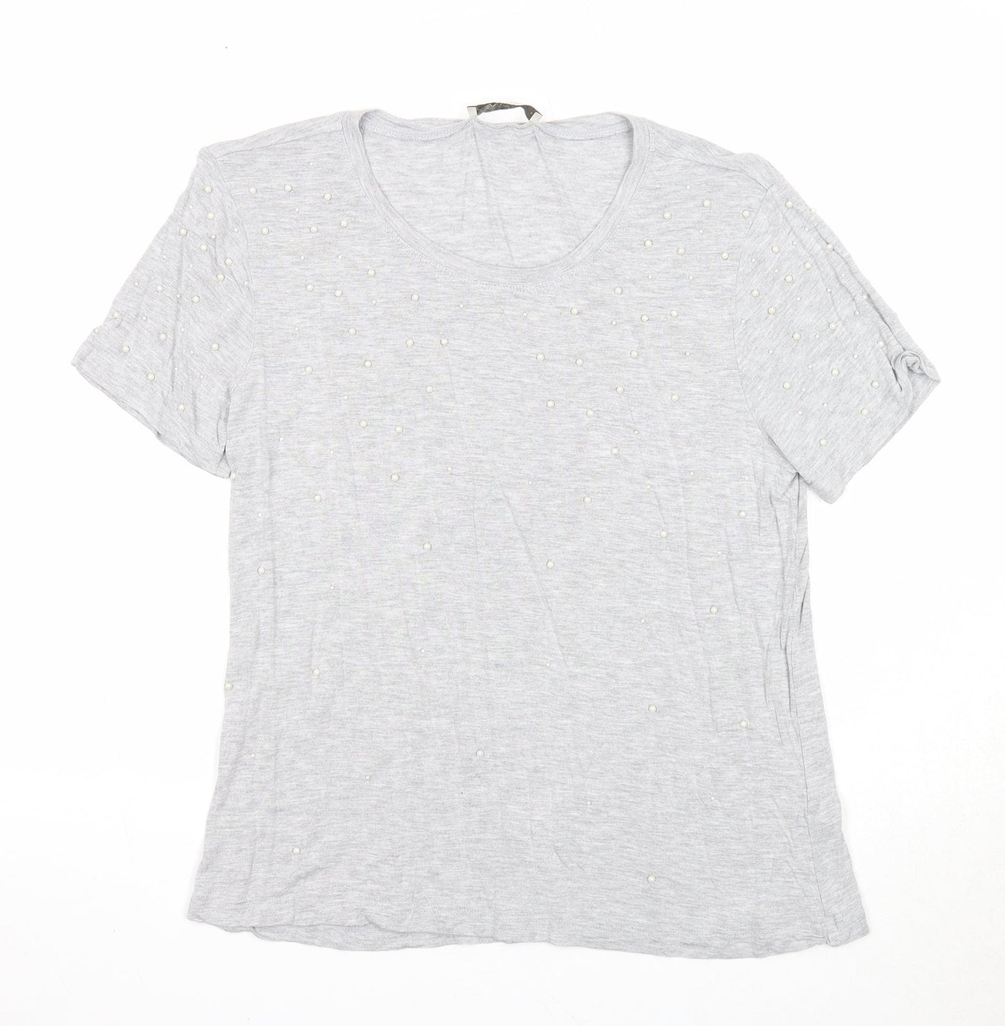 Womens UK Size L Oasis Grey Basic T-Shirt
