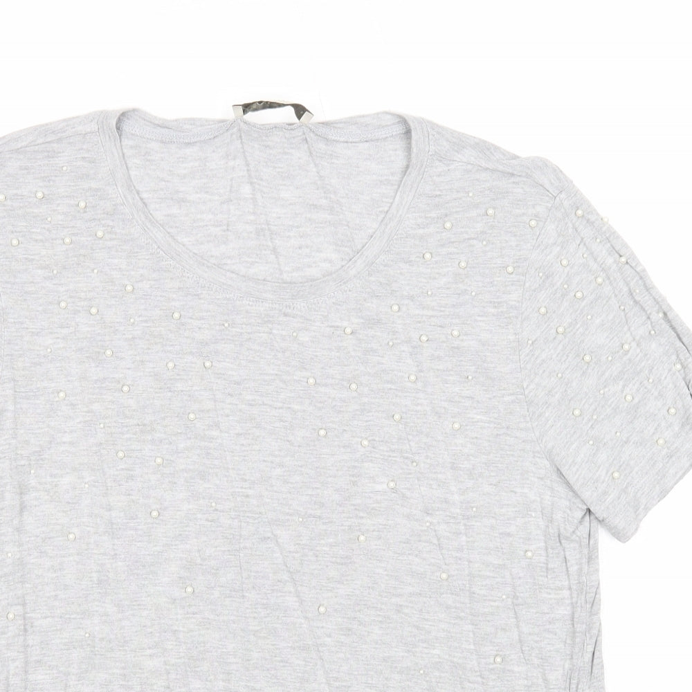 Womens UK Size L Oasis Grey Basic T-Shirt