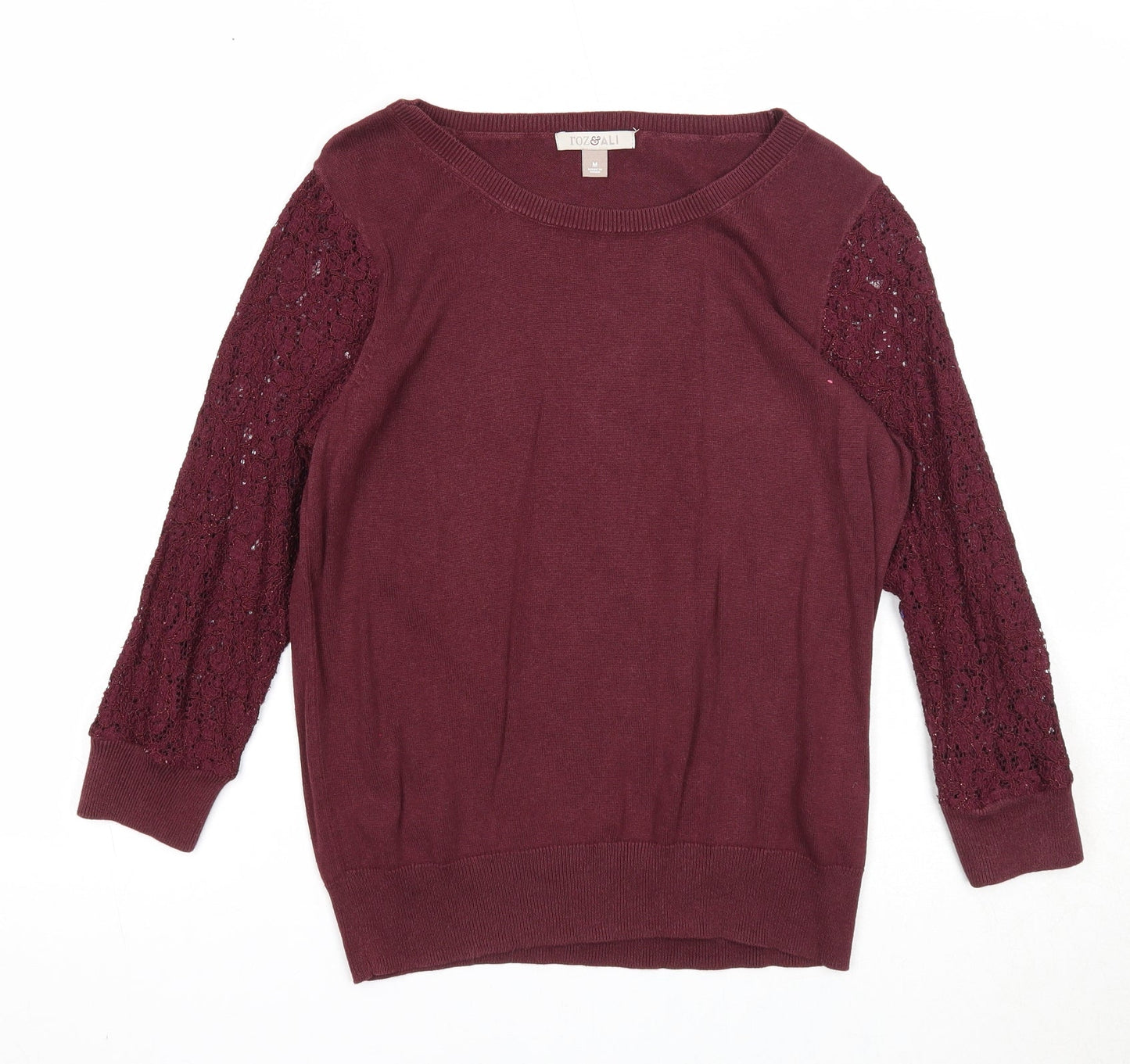 Roz & Ali Womens Purple Round Neck Cotton Pullover Jumper Size M