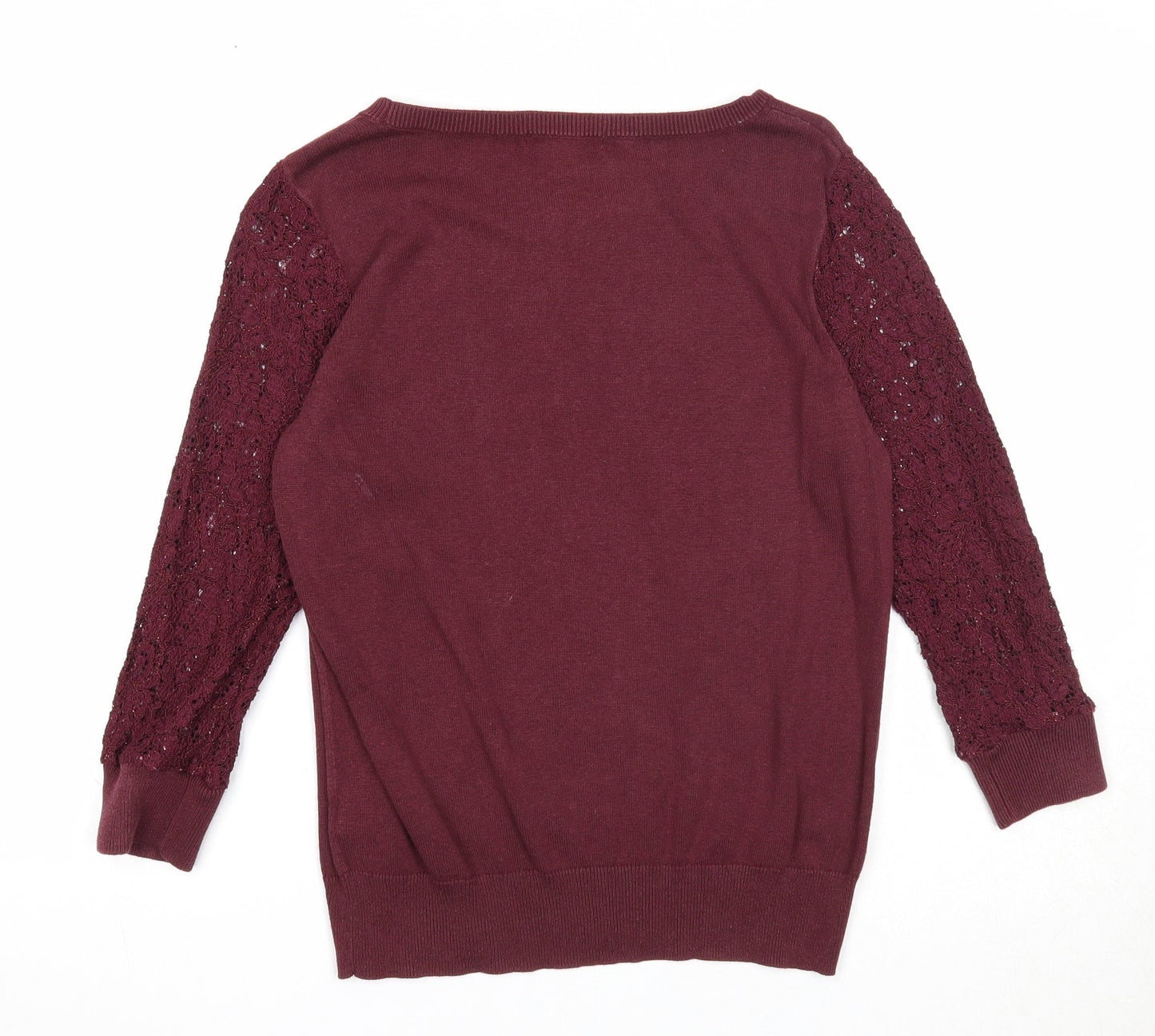 Roz & Ali Womens Purple Round Neck Cotton Pullover Jumper Size M