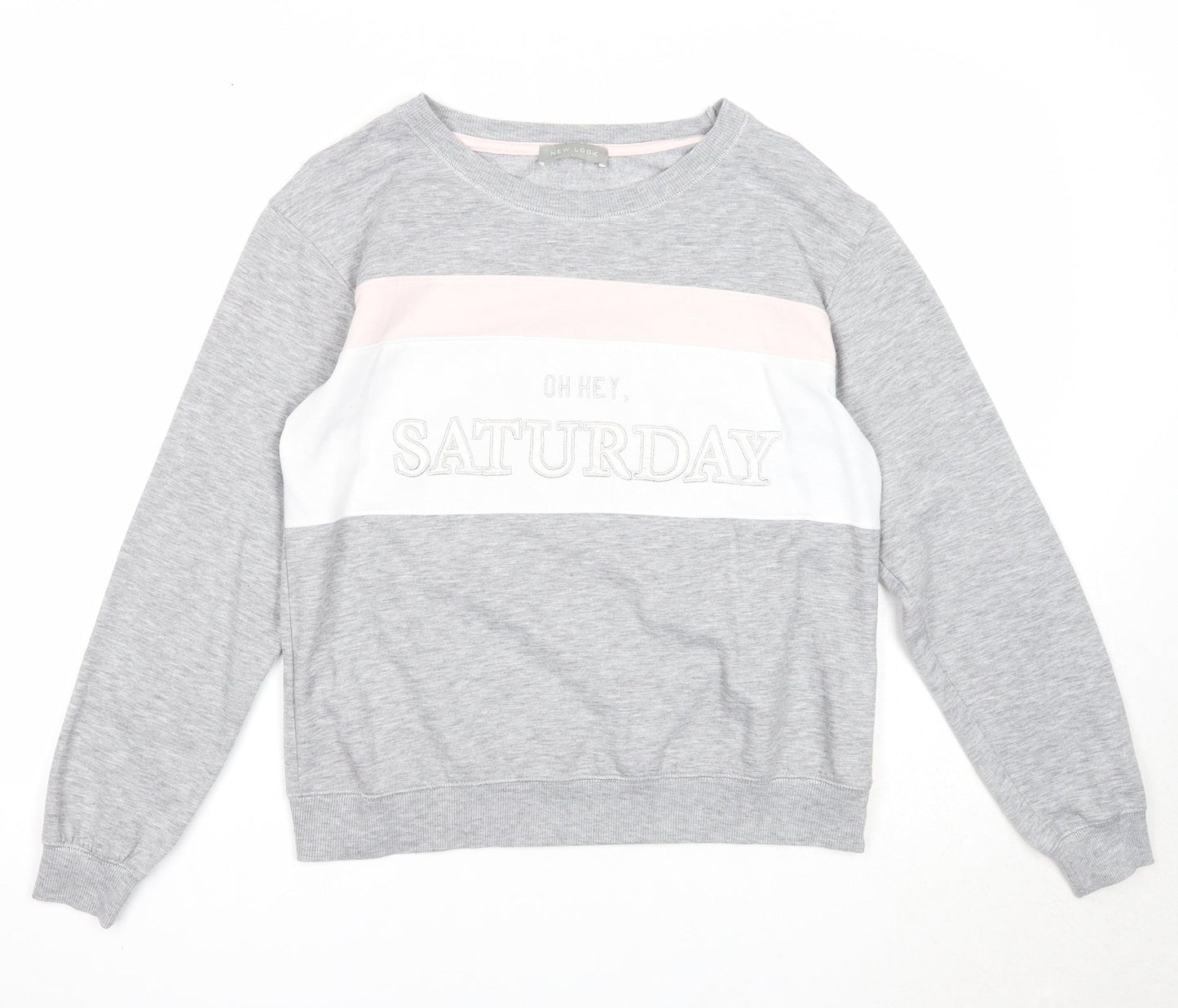 New Look Womens Grey Colourblock Polyester Pullover Sweatshirt Size 12 Pullover - Oh Hey Saturday