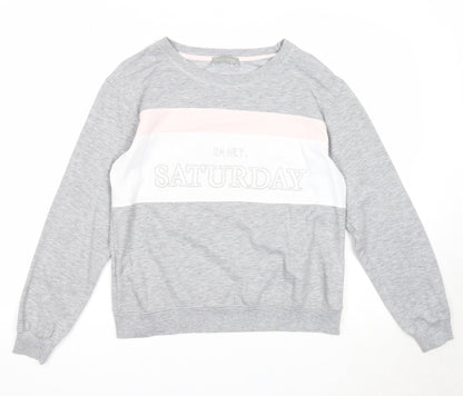New Look Womens Grey Colourblock Polyester Pullover Sweatshirt Size 12 Pullover - Oh Hey Saturday