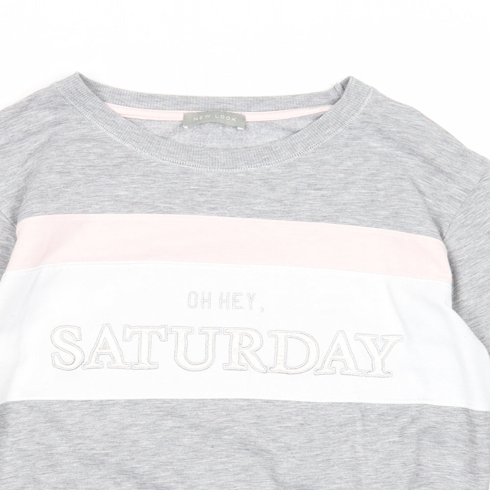 New Look Womens Grey Colourblock Polyester Pullover Sweatshirt Size 12 Pullover - Oh Hey Saturday