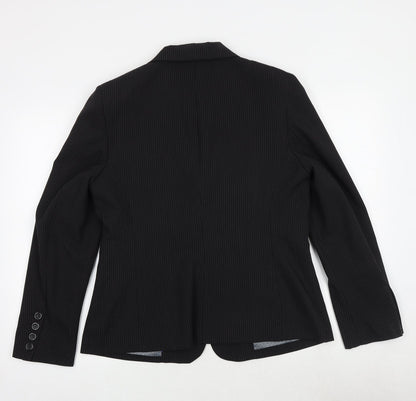 Autonomy Womens Black Striped Polyacrylate Fibre Jacket Suit Jacket Size 14