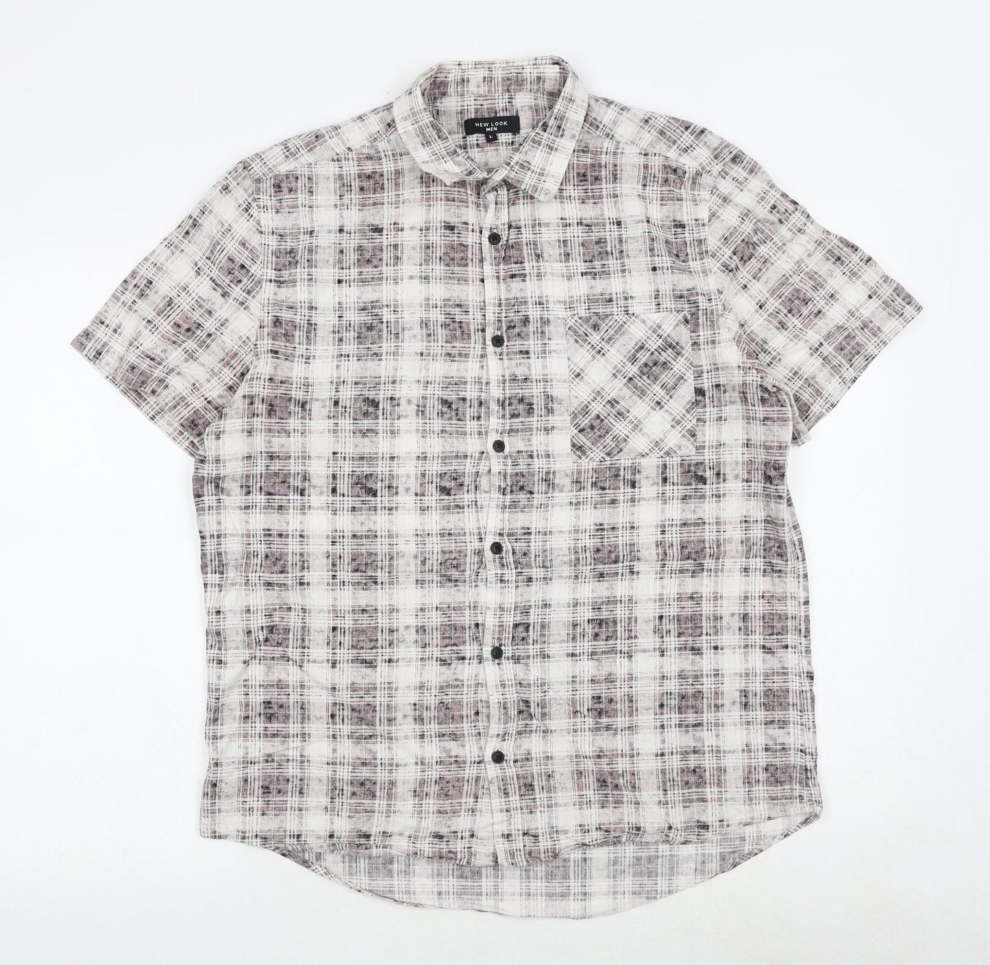 Mens UK Size L New Look Multicoloured  Button-Up Short Sleeve Casual Shirt