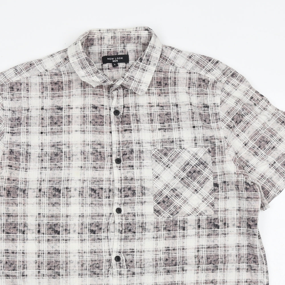 Mens UK Size L New Look Multicoloured  Button-Up Short Sleeve Casual Shirt