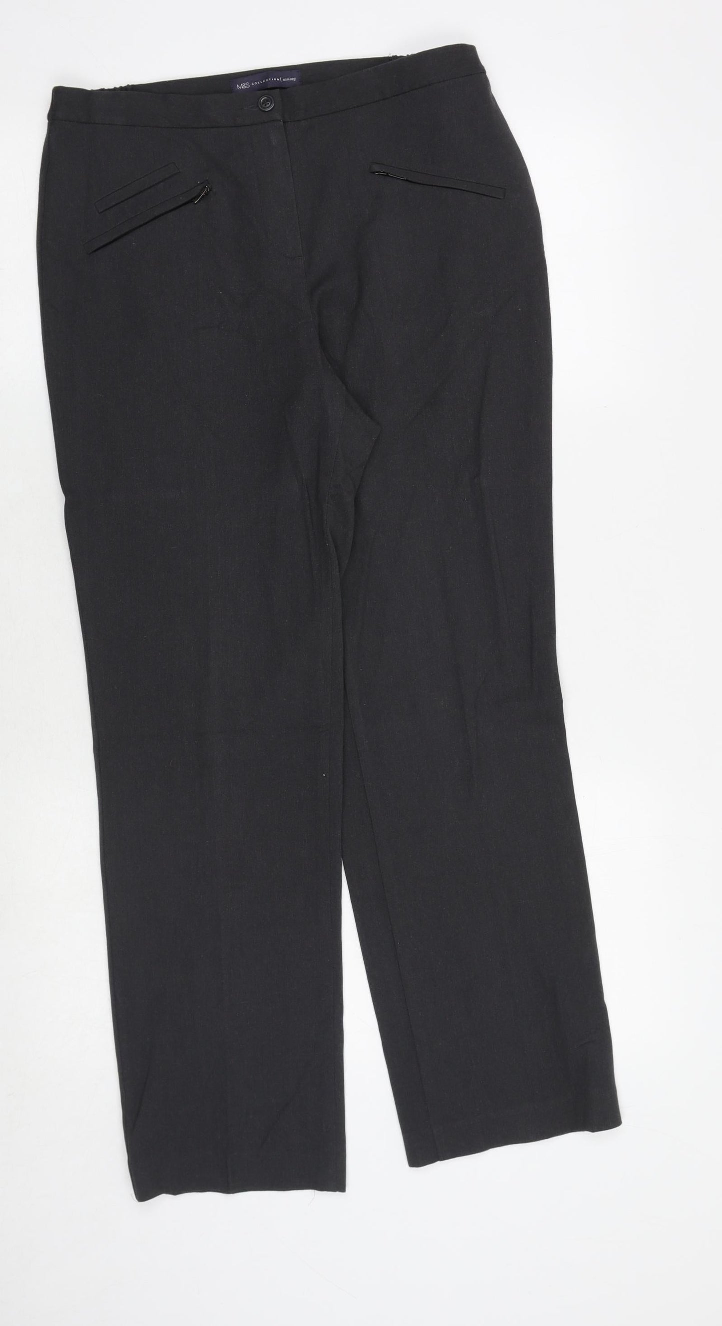 Womens UK Size 10 Marks and Spencer Regular Fit  Grey Trousers