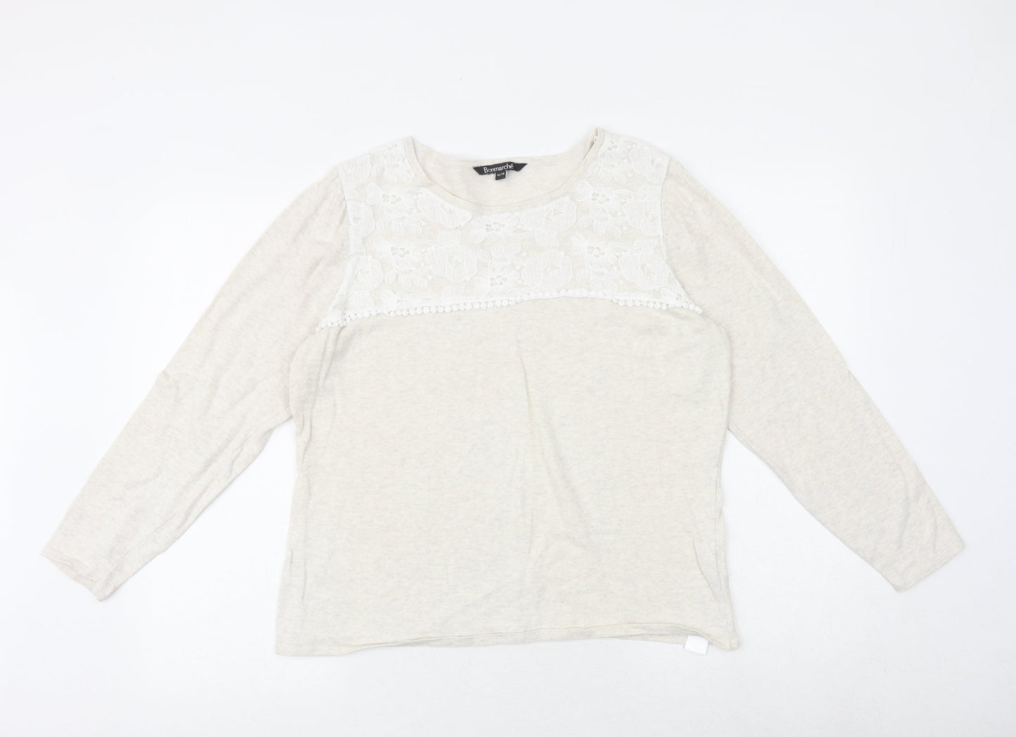 Womens UK Size 16 Bonmarché Beige Pullover Jumper
