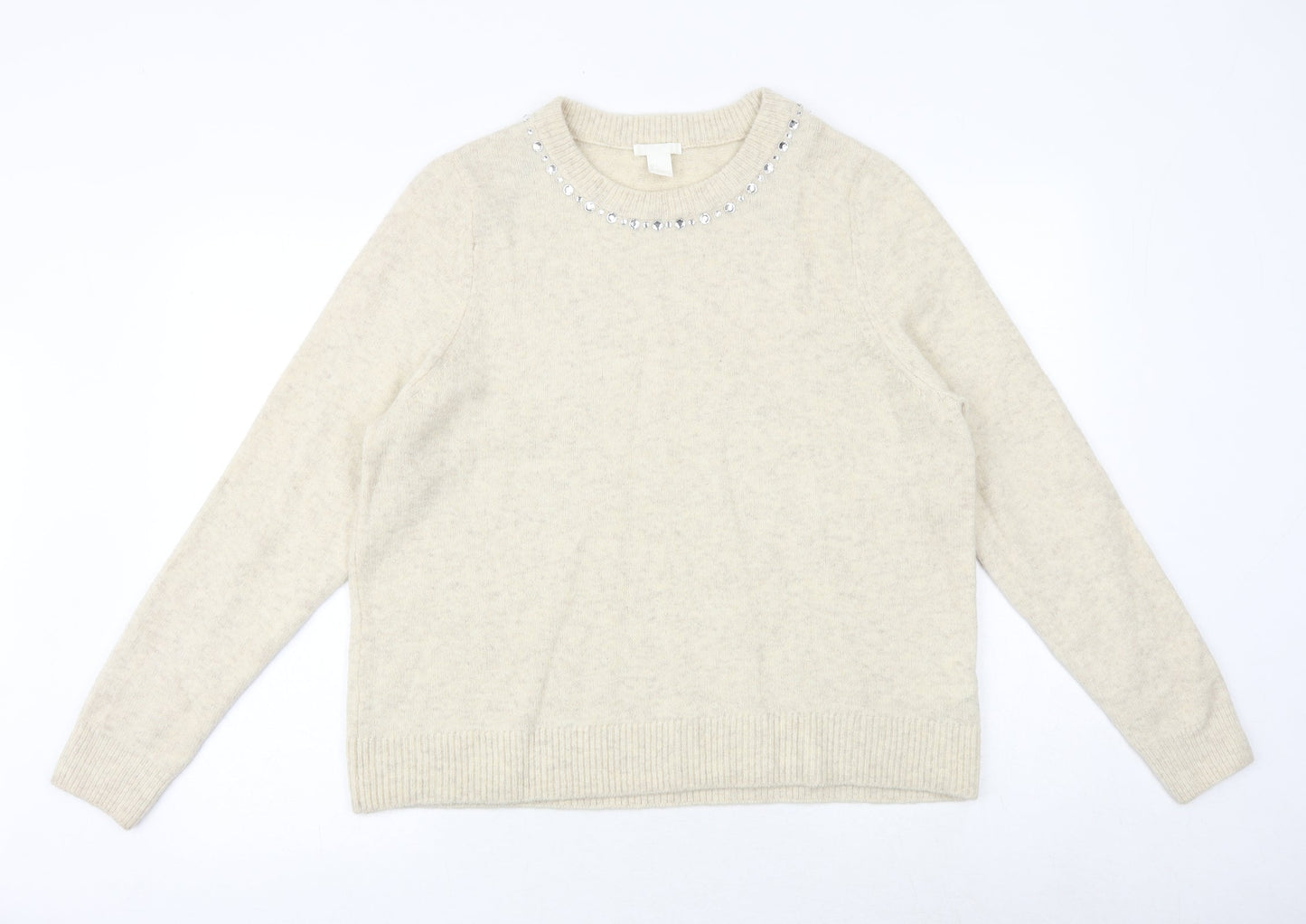 Womens UK Size L H&M Beige Pullover Jumper