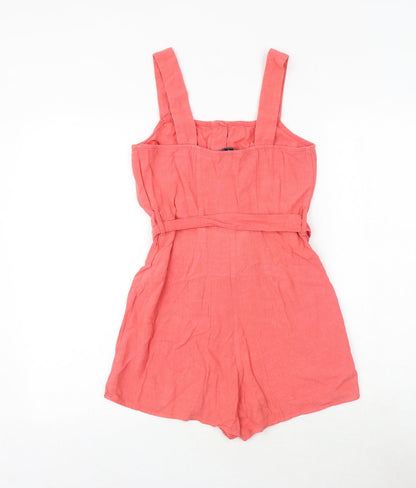 New Look Womens Pink Viscose Playsuit One-Piece Size 6 Button