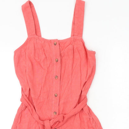 New Look Womens Pink Viscose Playsuit One-Piece Size 6 Button