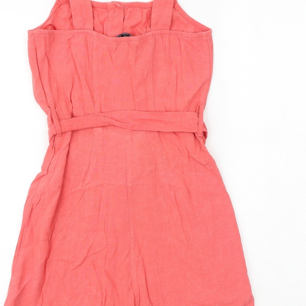 New Look Womens Pink Viscose Playsuit One-Piece Size 6 Button