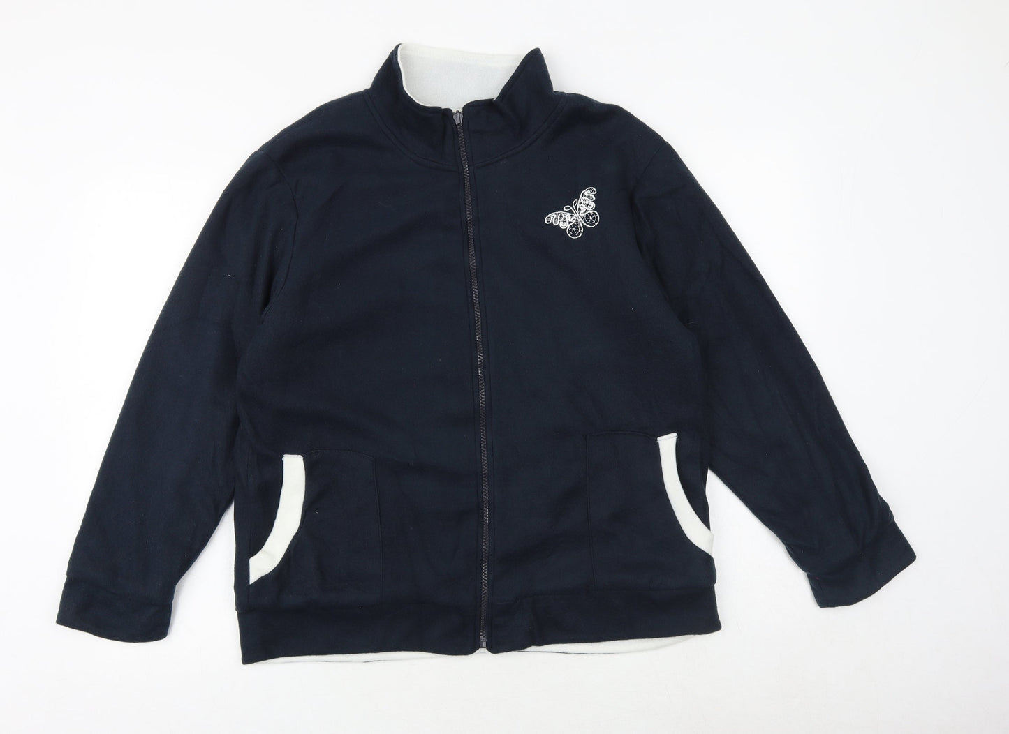 Damart Womens Blue Jacket Size M Zip - Butterfly Print