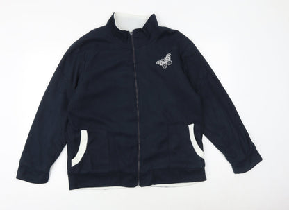 Damart Womens Blue Jacket Size M Zip - Butterfly Print
