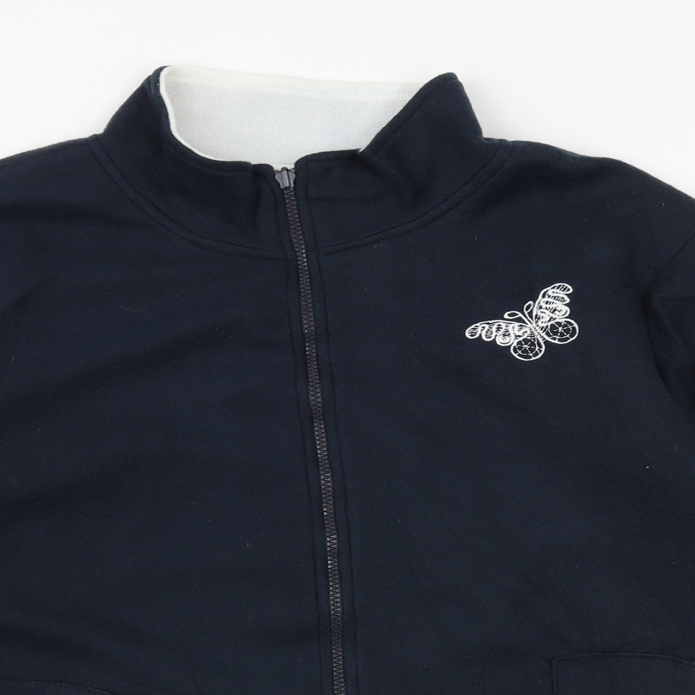 Damart Womens Blue Jacket Size M Zip - Butterfly Print