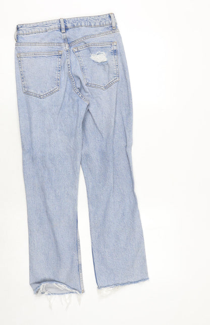 Topshop Womens Blue Cotton Straight Jeans Size 26 in Regular Zip