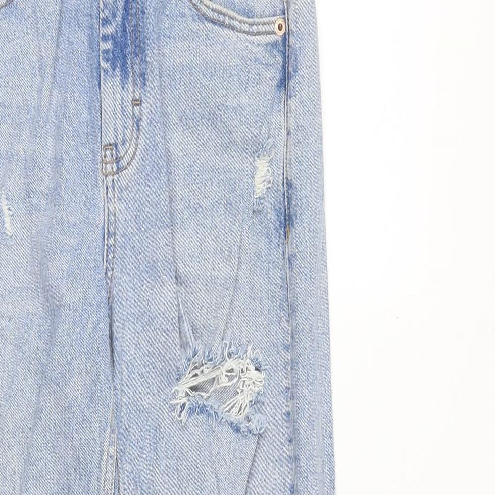 Topshop Womens Blue Cotton Straight Jeans Size 26 in Regular Zip