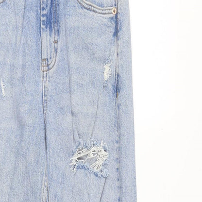 Topshop Womens Blue Cotton Straight Jeans Size 26 in Regular Zip