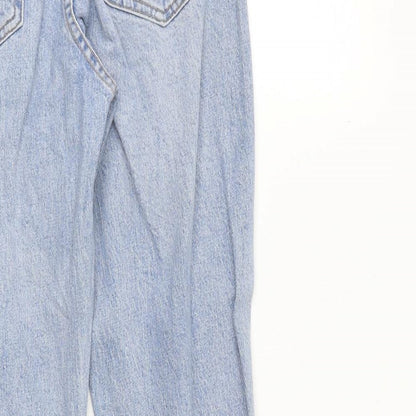 Topshop Womens Blue Cotton Straight Jeans Size 26 in Regular Zip