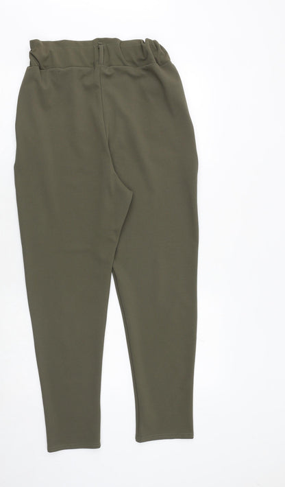 Spotted Womens Green Polyester Trousers Size 10 Regular Zip