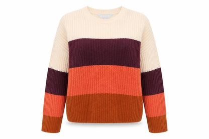 Debenhams Womens Multicoloured Round Neck Striped Acrylic Pullover Jumper Size 12