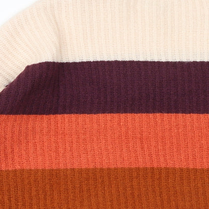 Debenhams Womens Multicoloured Round Neck Striped Acrylic Pullover Jumper Size 12