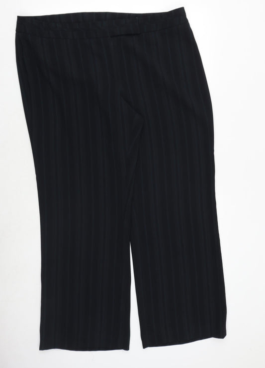 AMARANTO Womens Blue Striped Polyester Dress Pants Trousers Size 20 Regular Zip
