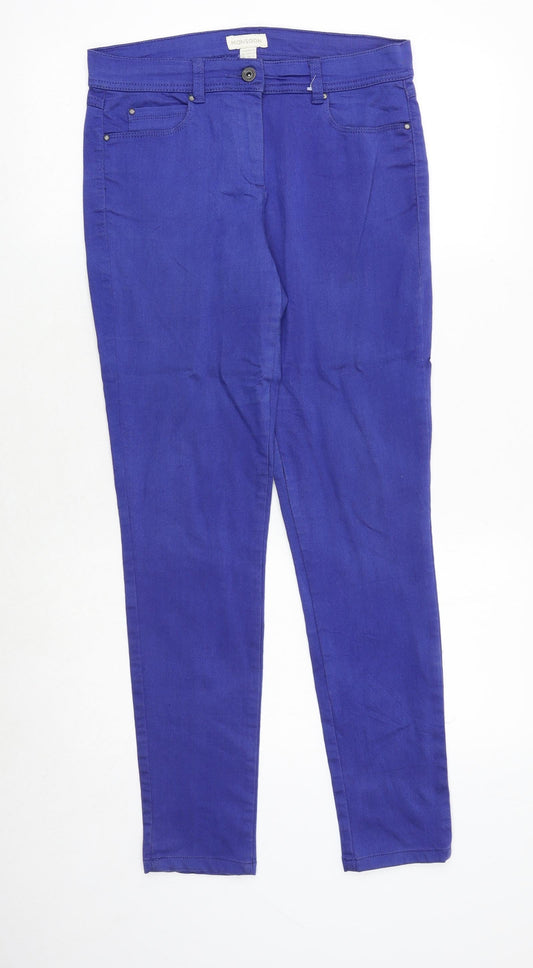 Monsoon Womens Blue Cotton Skinny Jeans Size 10 Regular Zip