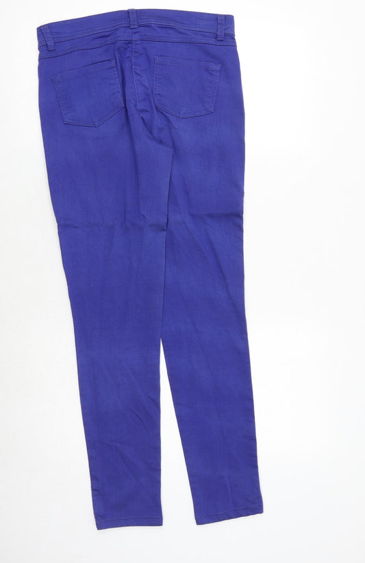 Monsoon Womens Blue Cotton Skinny Jeans Size 10 Regular Zip