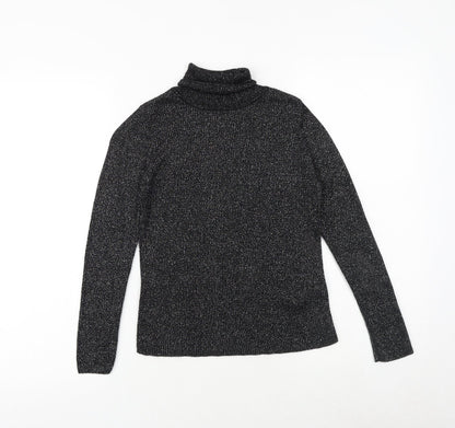 Marks and Spencer Girls Black Roll Neck Viscose Pullover Jumper Size 10-11 Years Pullover