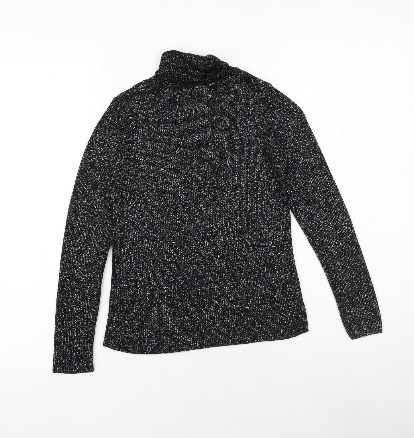 Marks and Spencer Girls Black Roll Neck Viscose Pullover Jumper Size 10-11 Years Pullover