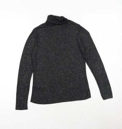 Marks and Spencer Girls Black Roll Neck Viscose Pullover Jumper Size 10-11 Years Pullover