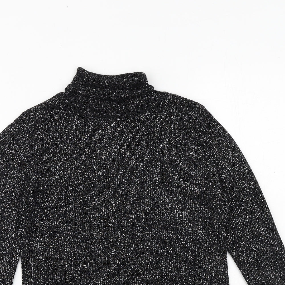 Marks and Spencer Girls Black Roll Neck Viscose Pullover Jumper Size 10-11 Years Pullover