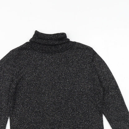 Marks and Spencer Girls Black Roll Neck Viscose Pullover Jumper Size 10-11 Years Pullover