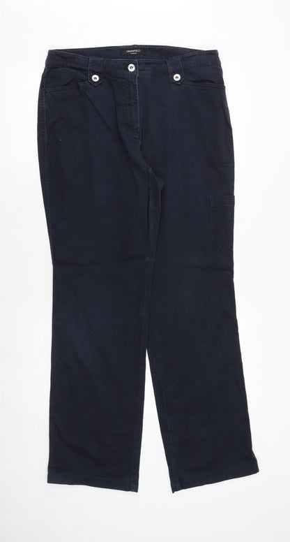 Greenfield Womens Blue Cotton Trousers Size 14 Regular Zip