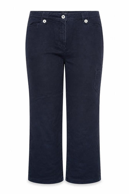 Greenfield Womens Blue Cotton Trousers Size 14 Regular Zip