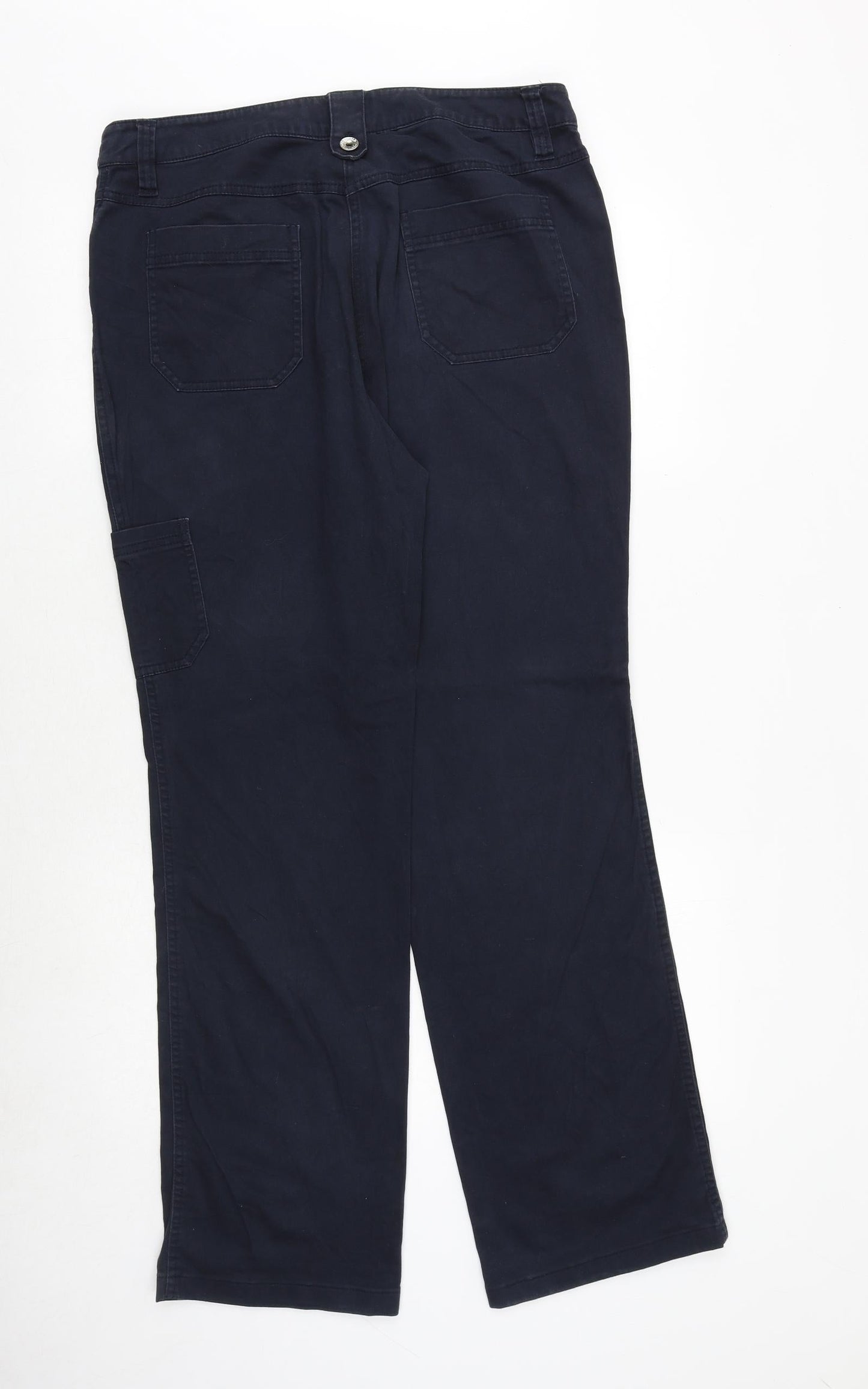Greenfield Womens Blue Cotton Trousers Size 14 Regular Zip