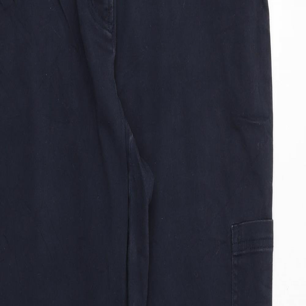 Greenfield Womens Blue Cotton Trousers Size 14 Regular Zip