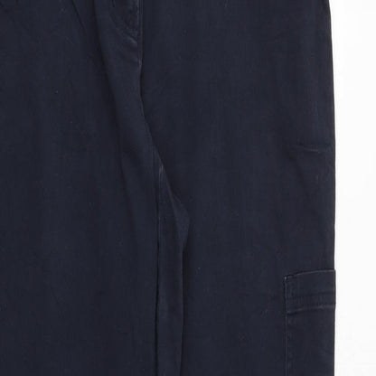 Greenfield Womens Blue Cotton Trousers Size 14 Regular Zip