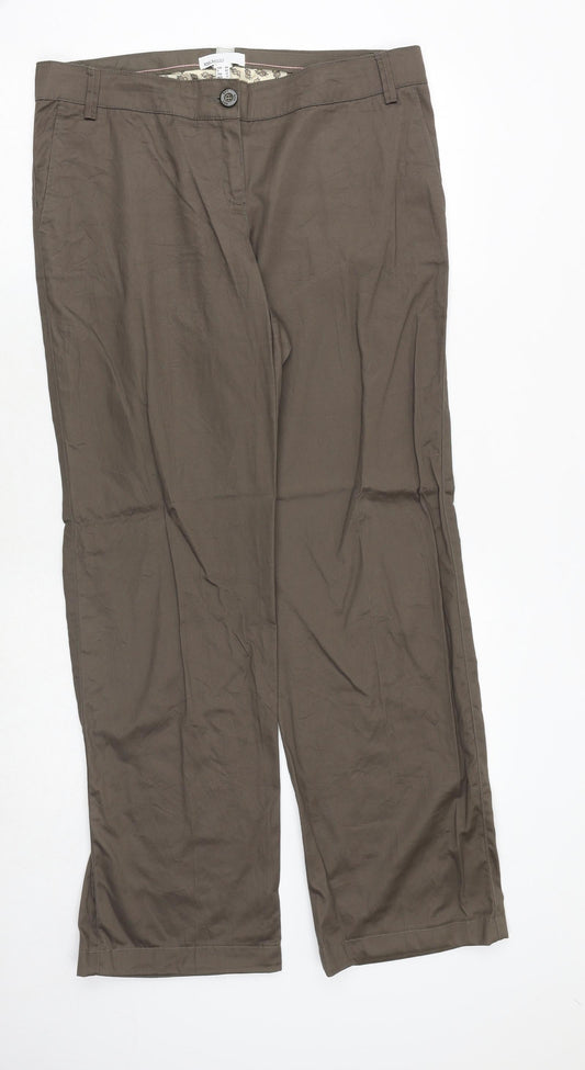 Mango Womens Brown Polyester Trousers Size 16 Regular Zip