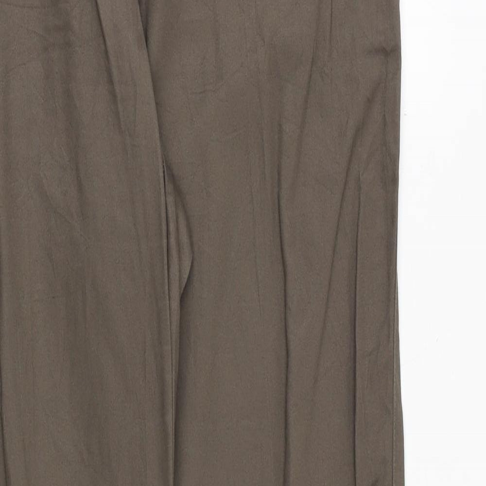 Mango Womens Brown Polyester Trousers Size 16 Regular Zip