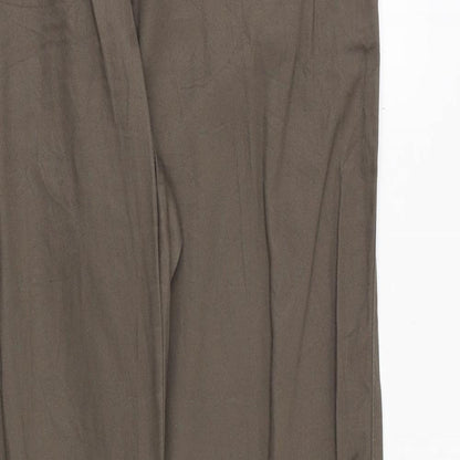 Mango Womens Brown Polyester Trousers Size 16 Regular Zip