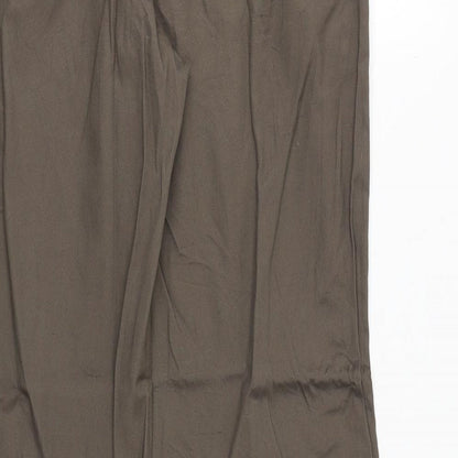 Mango Womens Brown Polyester Trousers Size 16 Regular Zip