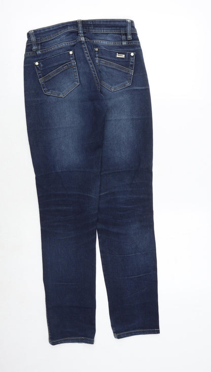 CY Jeans Womens Blue Cotton Straight Jeans Size S Regular Zip