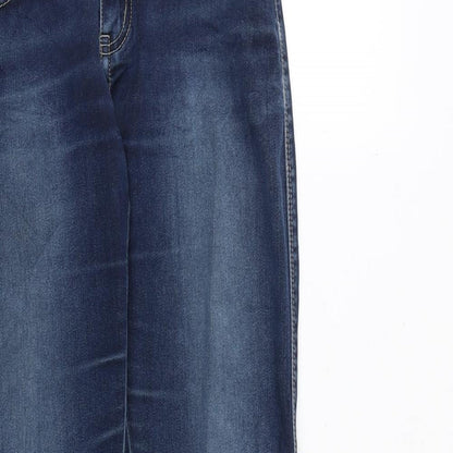 CY Jeans Womens Blue Cotton Straight Jeans Size S Regular Zip