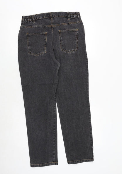 Being casual Womens Black Cotton Straight Jeans Size 12 Regular Zip