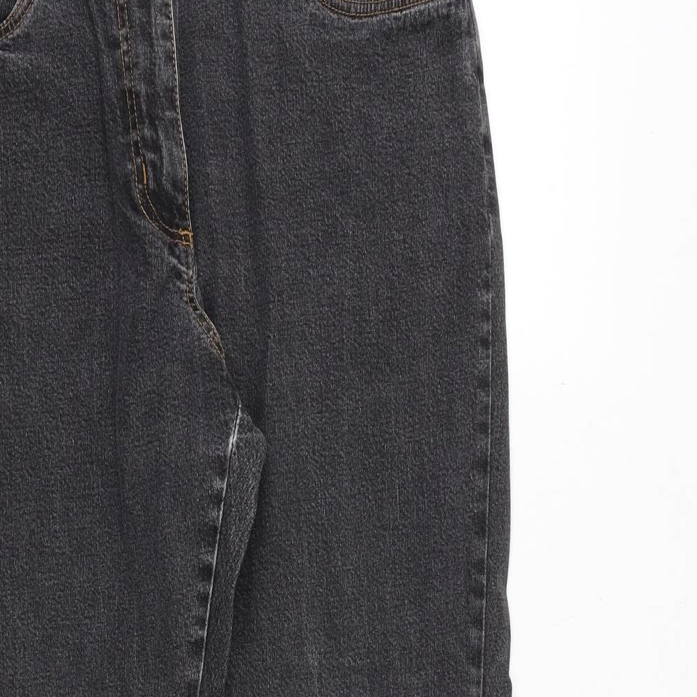 Being casual Womens Black Cotton Straight Jeans Size 12 Regular Zip