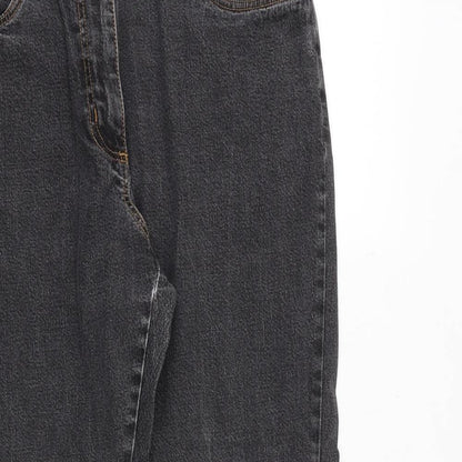 Being casual Womens Black Cotton Straight Jeans Size 12 Regular Zip