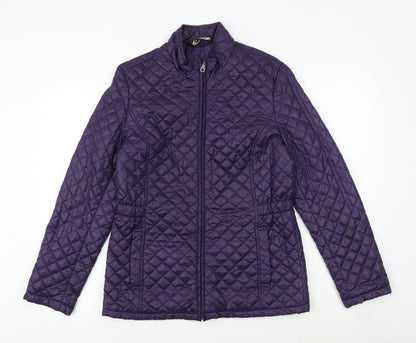 Cecilia Classics Womens Purple Quilted Jacket Size 6 Zip - Size 6-8