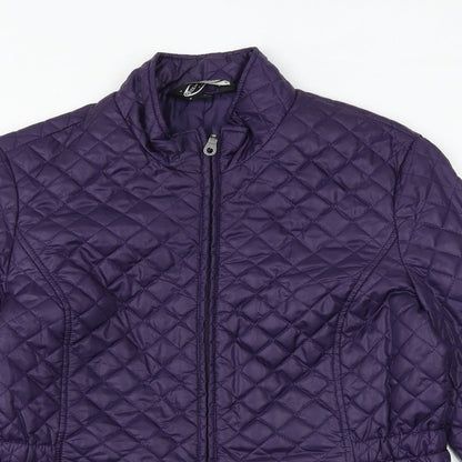 Cecilia Classics Womens Purple Quilted Jacket Size 6 Zip - Size 6-8